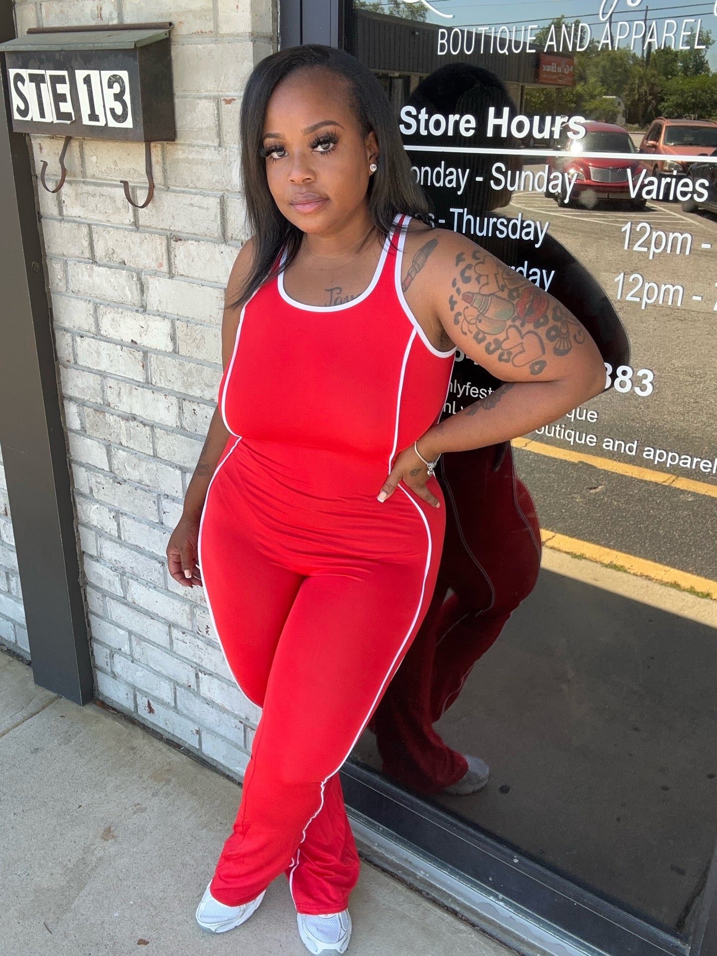 Red jumpsuit