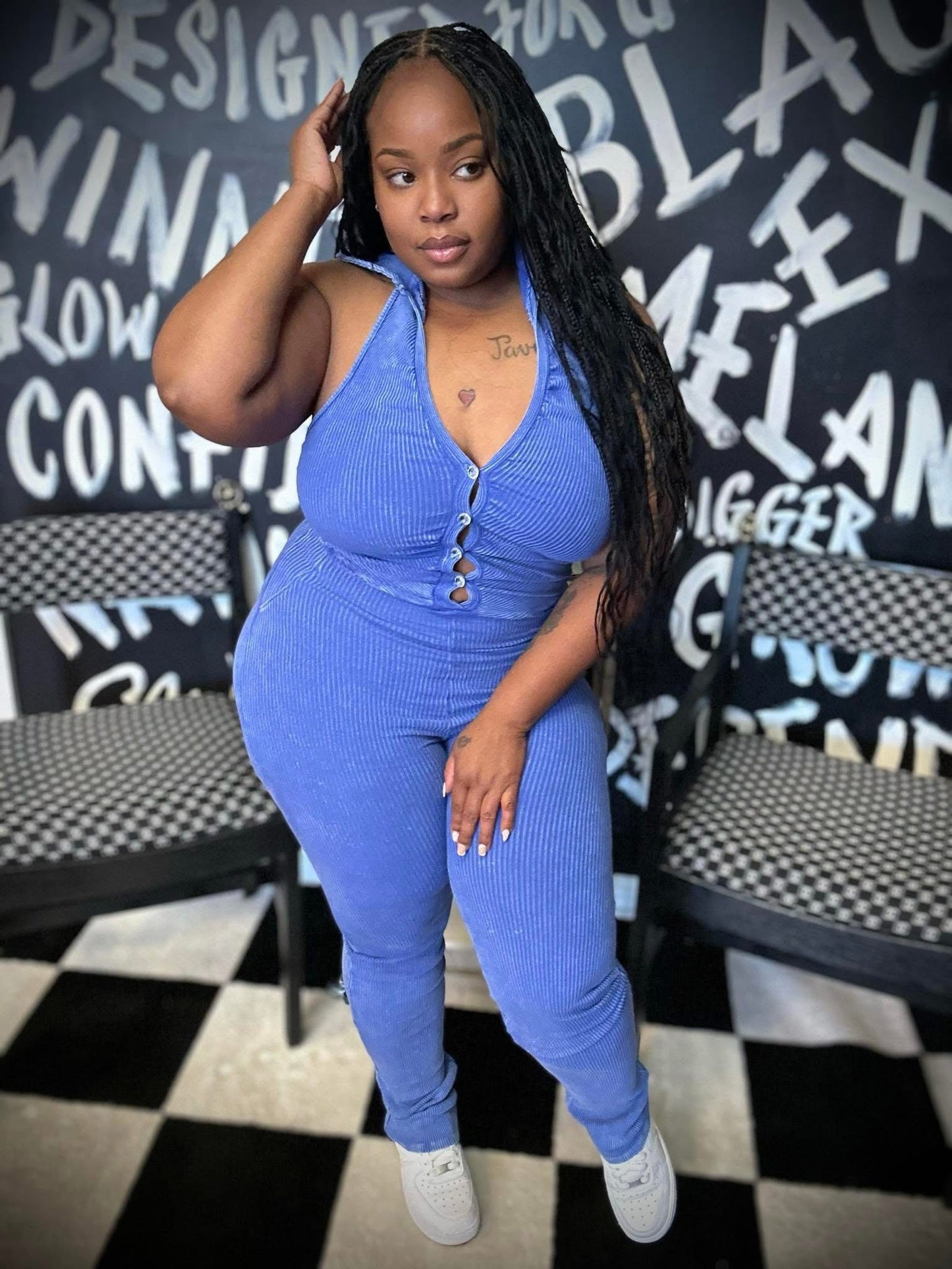 Blue jumpsuit