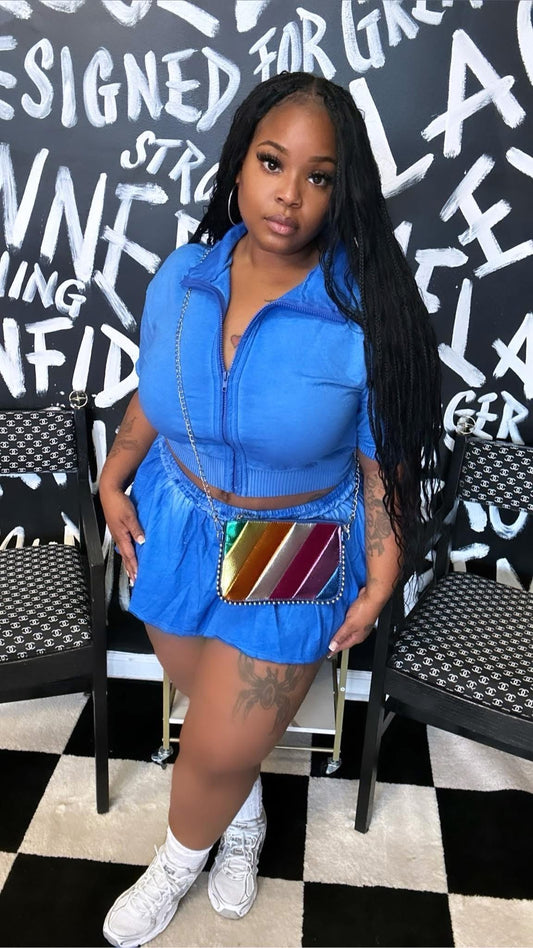 Blue tennis skirt set