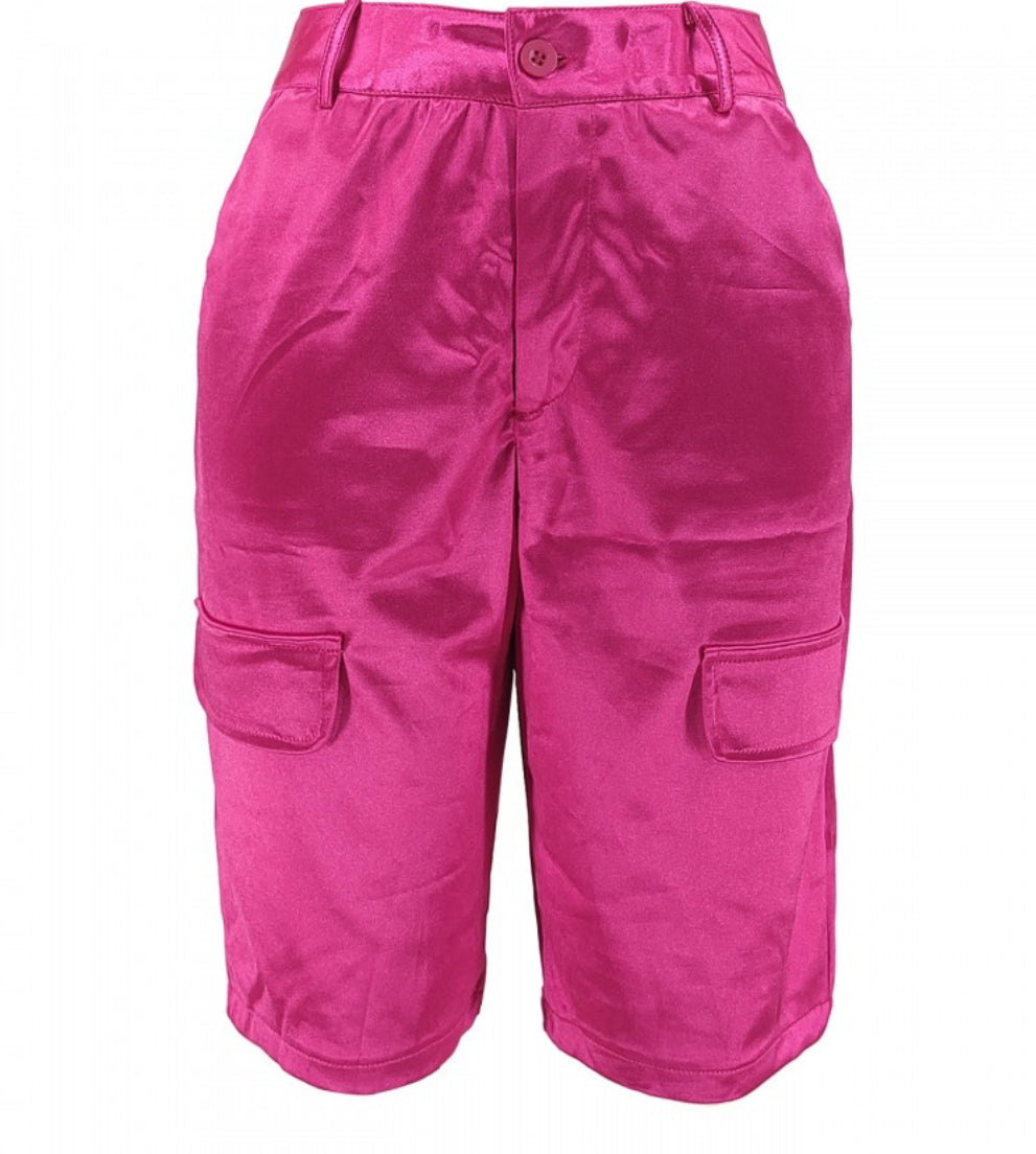 Pink cargo shorts