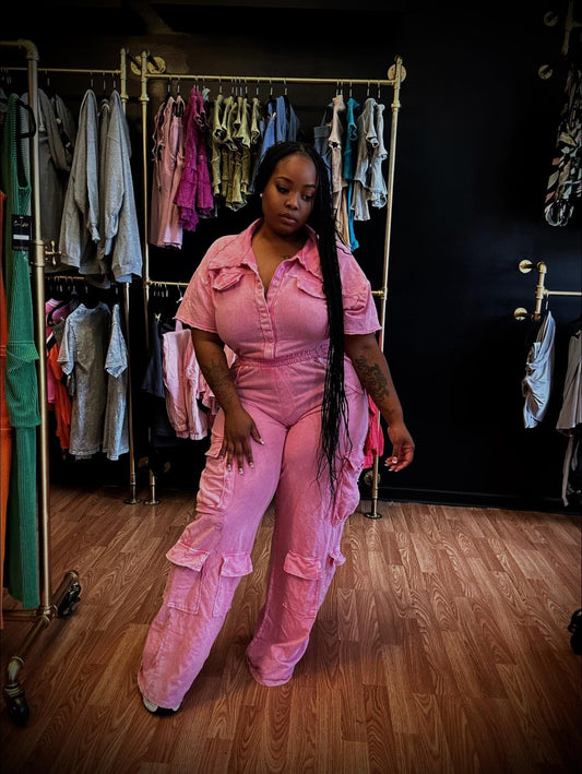 Cargo pink jumpsuit