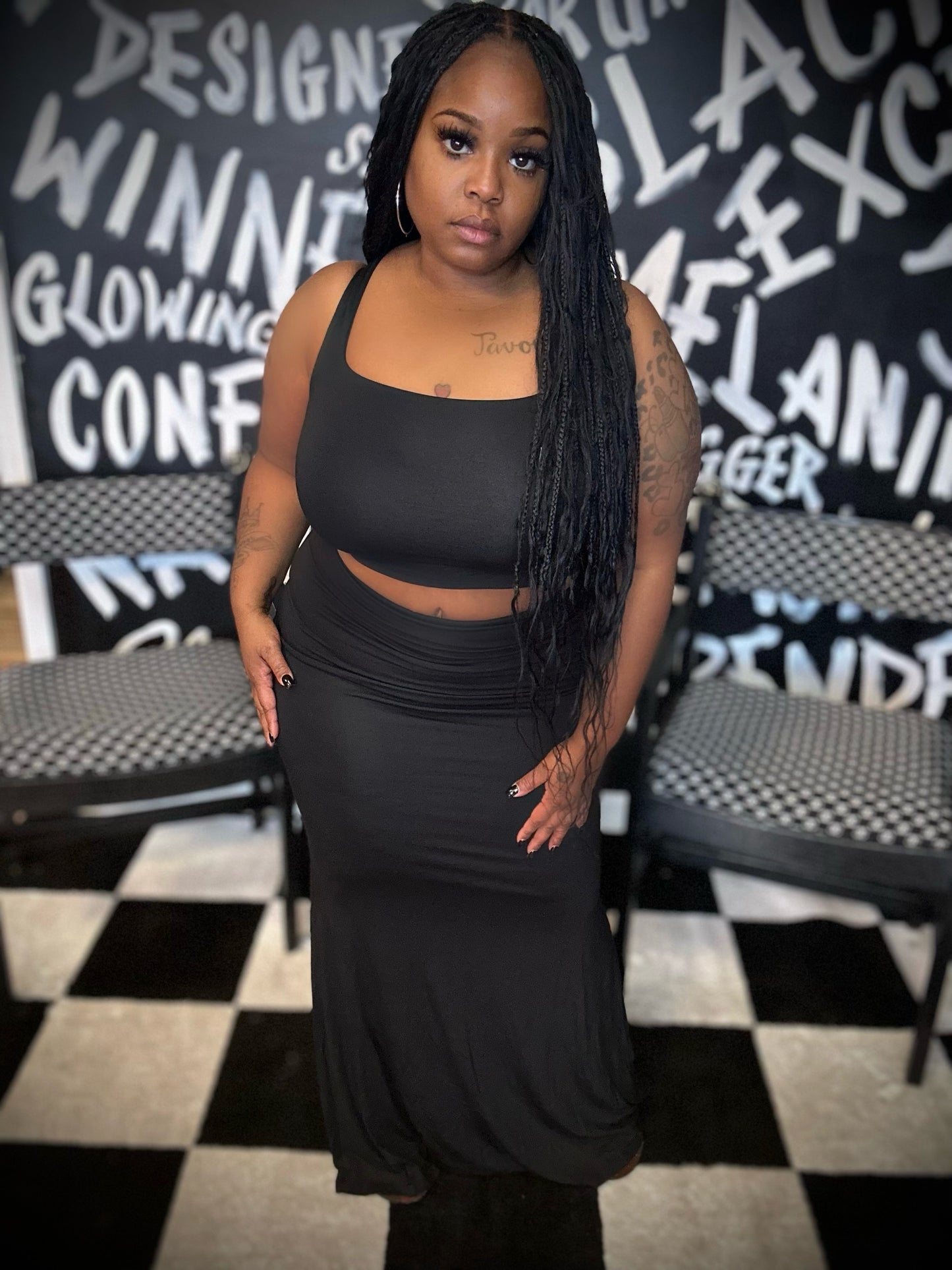 Black mermaid skirt set