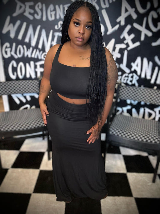 Black mermaid skirt set