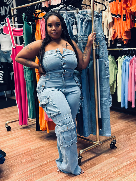 Denim jumpsuit (cargo)