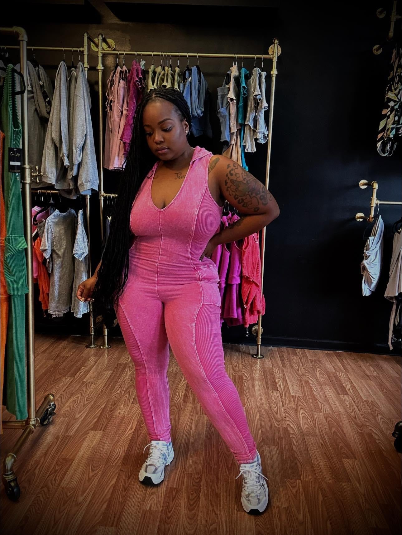 Pink hoodie jumpsuit