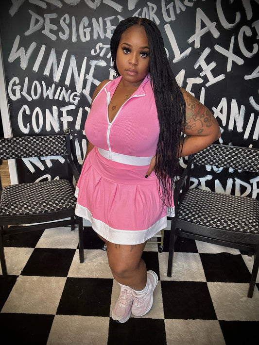 Pink tennis skirt set