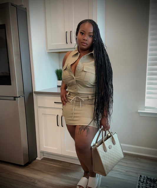 Khaki cargo dress