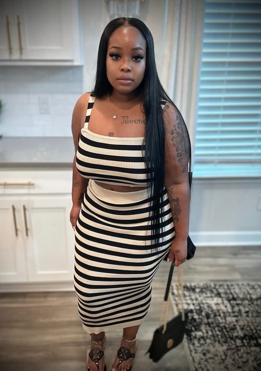 Stripe skirt set