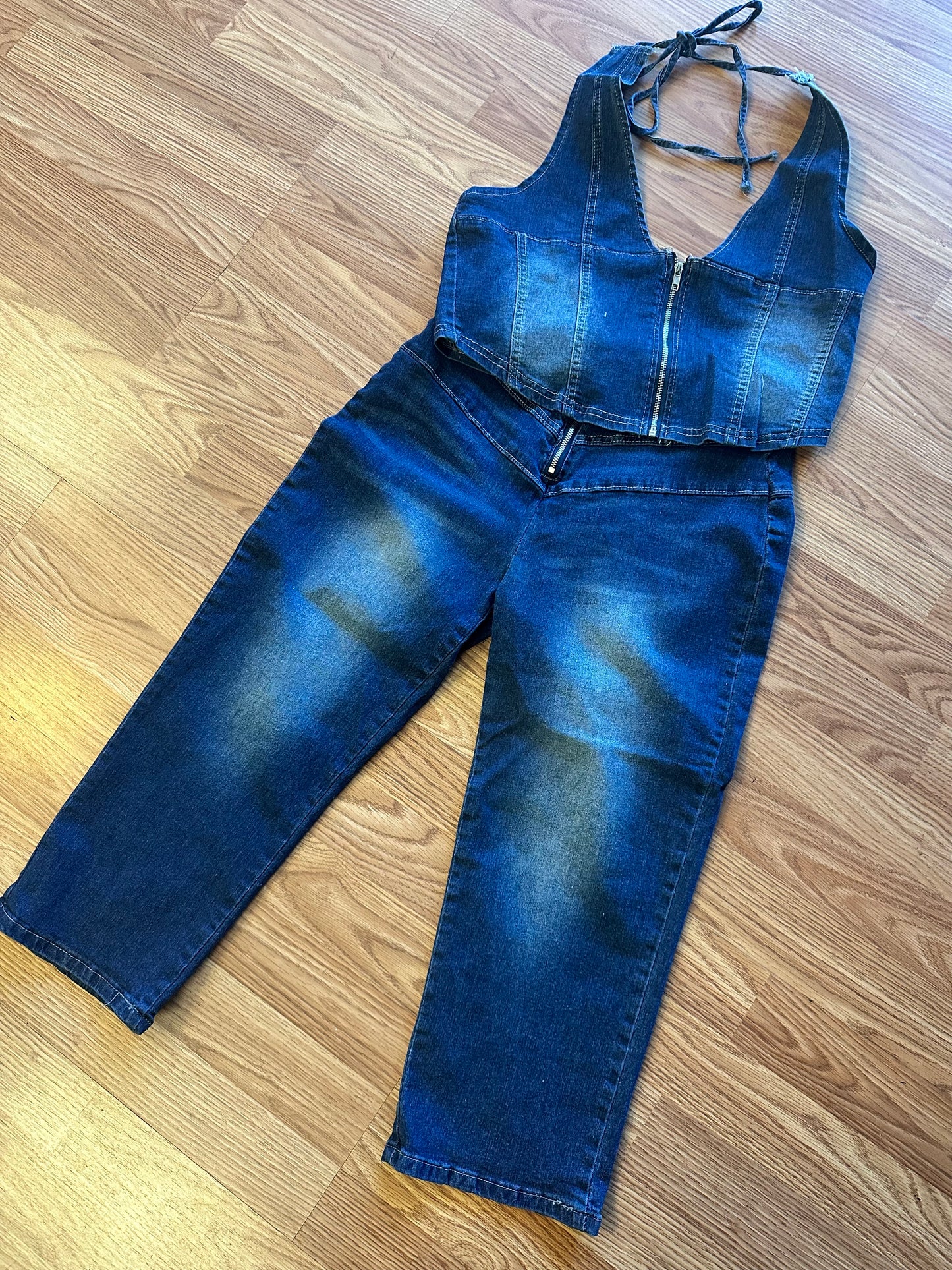 Denim halter set