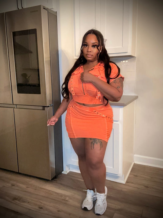 Orange skirt set